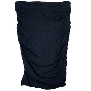 James Perse Black Sexy side Ruched Pull on Pencil Mini Skirt Size 0 Linen Blend